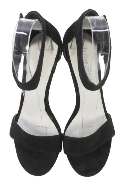 Jeffrey Campbell Womens Suede Hough Ankle Strap Sandal Heels Black Size 7