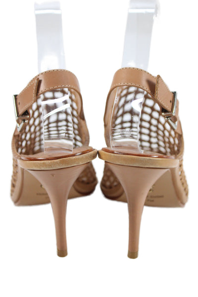 VC Signature Womens Leather Caged Slingbacks Sandal Heels Brown Size 7 Medium
