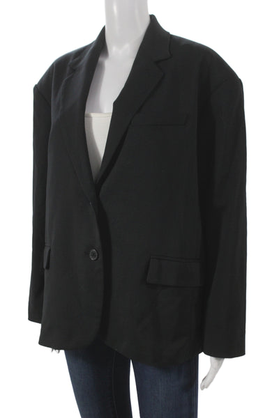 Babaton Womens Basic Jacket Black Button Long Sleeve Cotton Blend Size 2XS