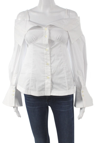 Jonathan Simkhai Women Off Shoulder White Blouse Long Sleeve Size XS