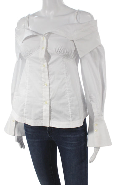 Jonathan Simkhai Women Off Shoulder White Blouse Long Sleeve Size XS