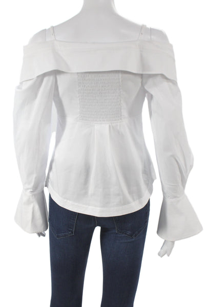 Jonathan Simkhai Women Off Shoulder White Blouse Long Sleeve Size XS