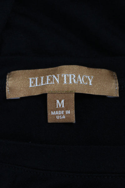 Ellen Tracy Women Basic Sequin Scoop Neck Short Sleeve Black T-Shirt Size M