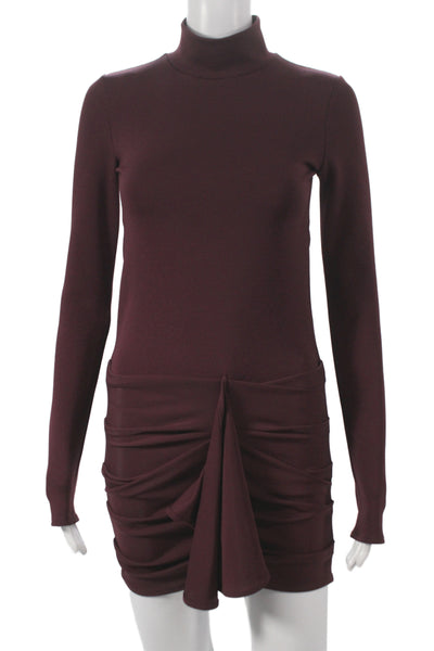 Zara Womens Bodycon Purple Mock Neck Long Sleeve Mini Dress Size S