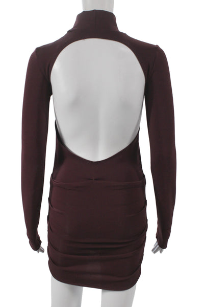 Zara Womens Bodycon Purple Mock Neck Long Sleeve Mini Dress Size S