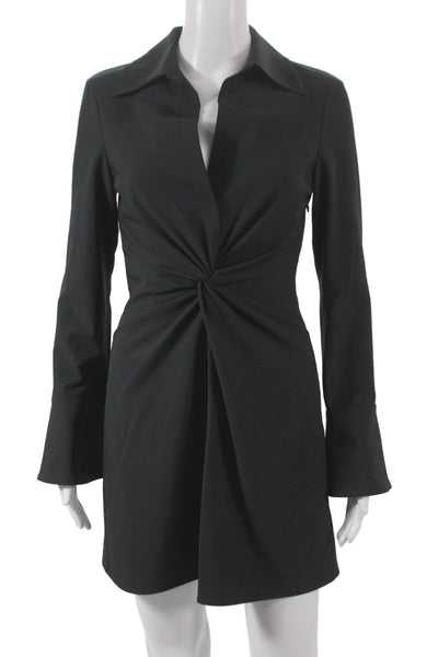 Cinq à Sept Women Shirt Dress Black Collared Long Sleeve Polyester Size 0