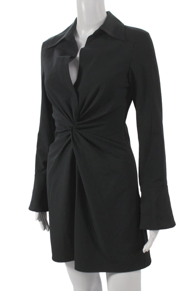 Cinq à Sept Women Shirt Dress Black Collared Long Sleeve Polyester Size 0