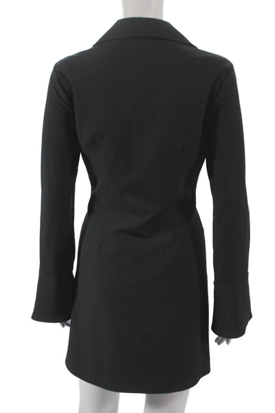 Cinq à Sept Women Shirt Dress Black Collared Long Sleeve Polyester Size 0