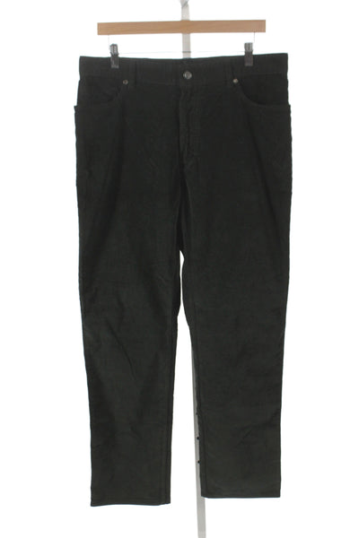 Ermenegildo Zegna Mens Chino Corduroy Pants Black Button Size 36
