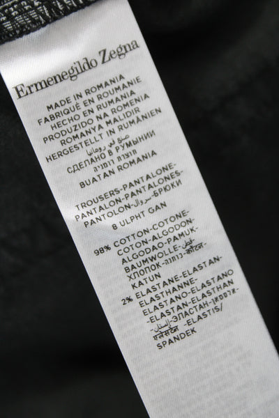 Ermenegildo Zegna Mens Chino Corduroy Pants Black Button Size 36