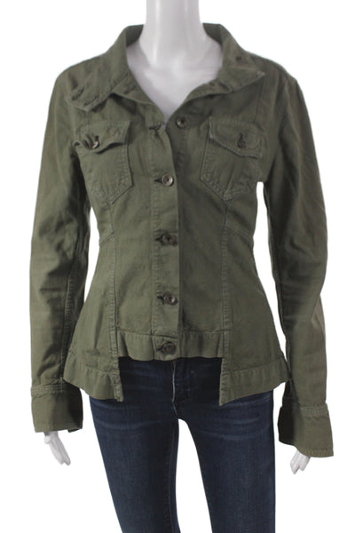 Rag & Bone Jean Womens Military Jacket Green Cotton Long Sleeve Button Size S