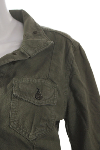 Rag & Bone Jean Womens Military Jacket Green Cotton Long Sleeve Button Size S