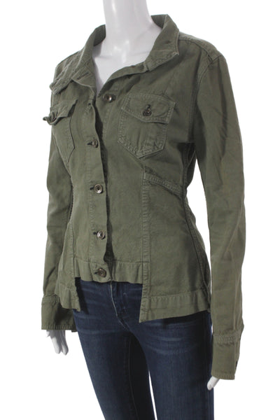 Rag & Bone Jean Womens Military Jacket Green Cotton Long Sleeve Button Size S
