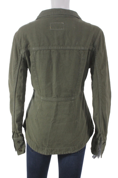 Rag & Bone Jean Womens Military Jacket Green Cotton Long Sleeve Button Size S