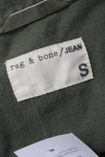 Rag & Bone Jean Womens Military Jacket Green Cotton Long Sleeve Button Size S