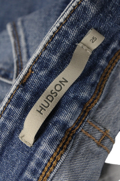 Hudson Womens Bootcut Jeans Blue Mid-Rise Button Size 25