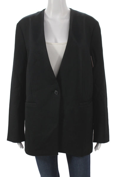 Spanx Women Basic Jacket Black Button Long Sleeve Rayon Size L