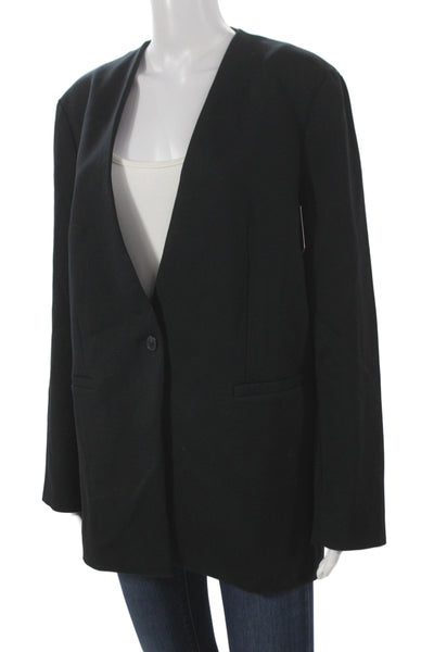 Spanx Women Basic Jacket Black Button Long Sleeve Rayon Size L
