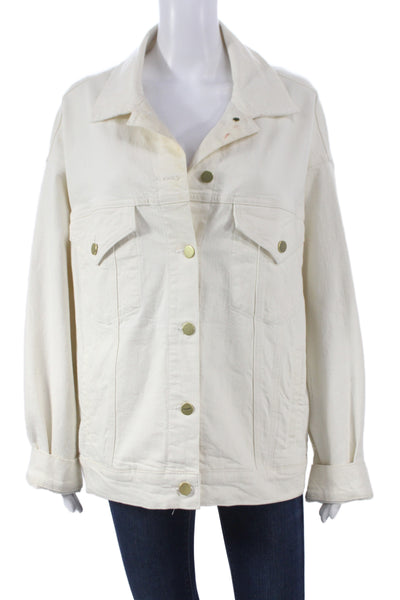 Frame Womens Basic Jacket Ivory Button Cotton Size L