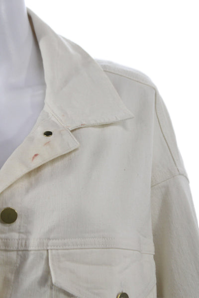 Frame Womens Basic Jacket Ivory Button Cotton Size L