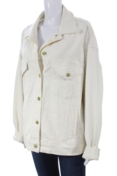 Frame Womens Basic Jacket Ivory Button Cotton Size L