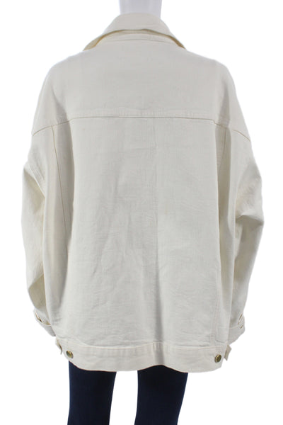 Frame Womens Basic Jacket Ivory Button Cotton Size L