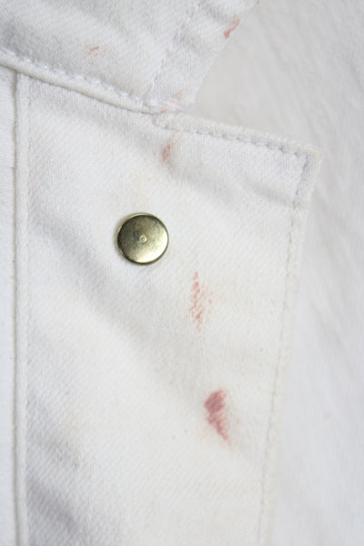 Frame Womens Basic Jacket Ivory Button Cotton Size L