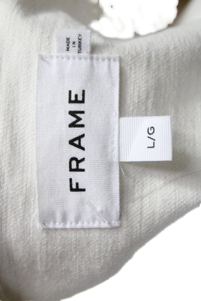 Frame Womens Basic Jacket Ivory Button Cotton Size L