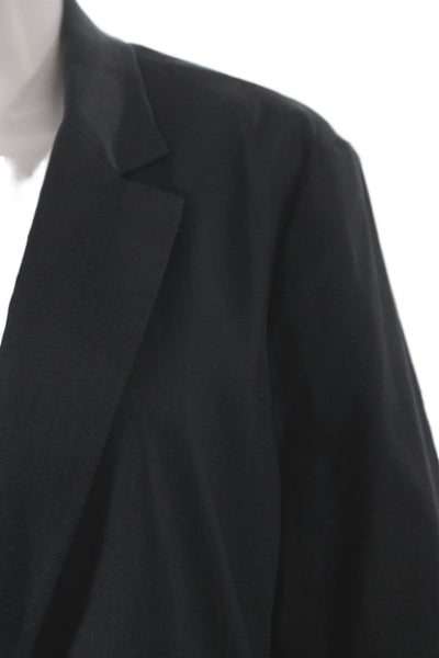 Rag & Bone Womens Black Basic Jacket Button 3/4 Sleeve Linen Size 12