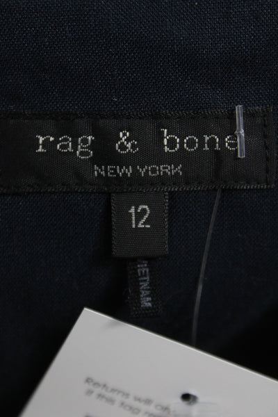 Rag & Bone Womens Black Basic Jacket Button 3/4 Sleeve Linen Size 12