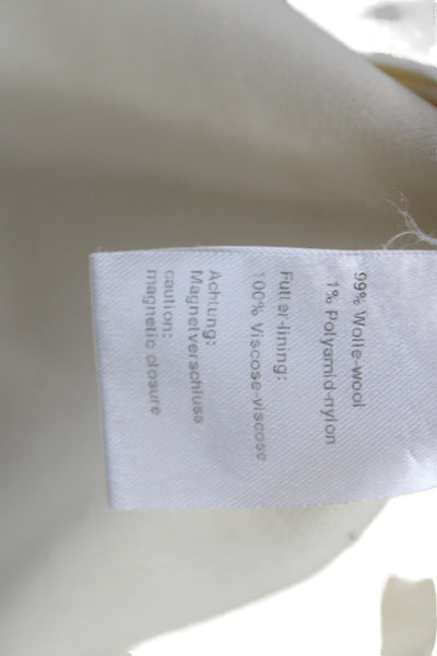 Akris Womens Basic Jacket Ivory Wool Long Sleeve Magnetic Closure Size 14