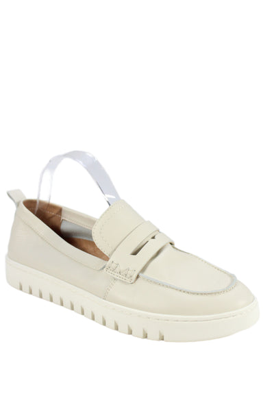 Vionic Women's Leather Rubber Sole Slip-On Loafers Shoes Cream Size 10