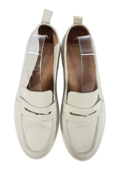 Vionic Women's Leather Rubber Sole Slip-On Loafers Shoes Cream Size 10