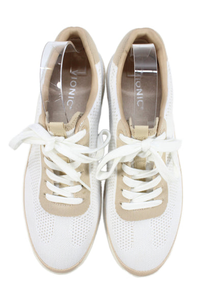 Vionic Women's Lace-Up Mesh Rubber Sole Sneakers White/Cream Size 10