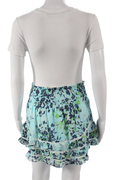 Ramy Brook Womens Blue Silk Floral Mini Skirt Size S