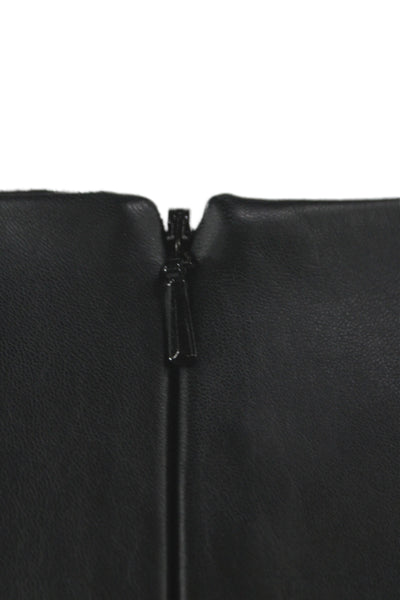 Theory Womens Cropped Lamb Leather Tank Black Zip Sleeveless Size M