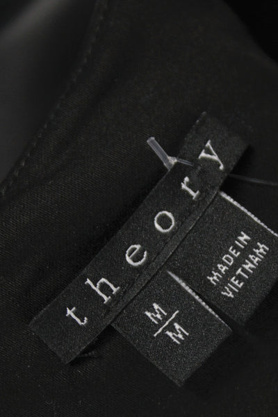 Theory Womens Cropped Lamb Leather Tank Black Zip Sleeveless Size M