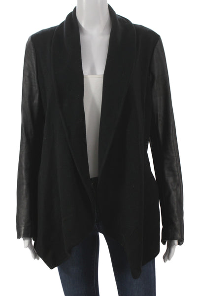 Theory Women Black Viscose Kimono Jacket Zip Long Sleeve Size M