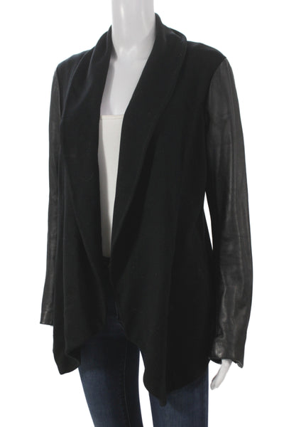 Theory Women Black Viscose Kimono Jacket Zip Long Sleeve Size M