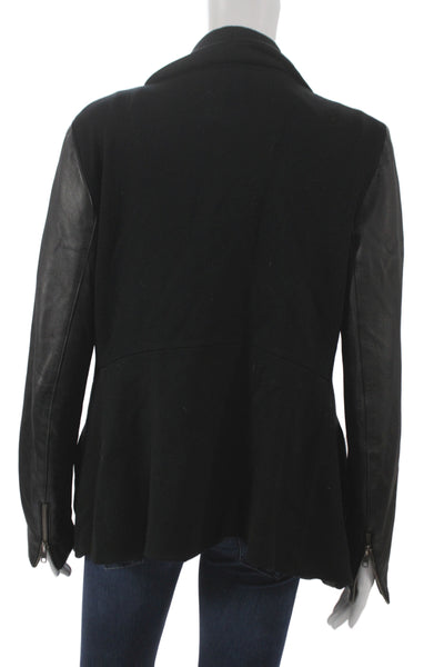 Theory Women Black Viscose Kimono Jacket Zip Long Sleeve Size M