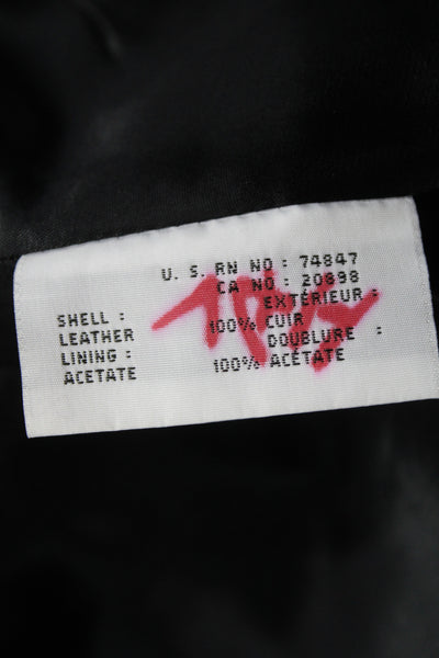 Marc New York Women Black Leather Basic Jacket Button Long Sleeve Size S