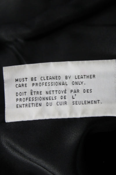 Marc New York Women Black Leather Basic Jacket Button Long Sleeve Size S