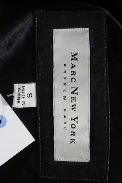 Marc New York Women Black Leather Basic Jacket Button Long Sleeve Size S