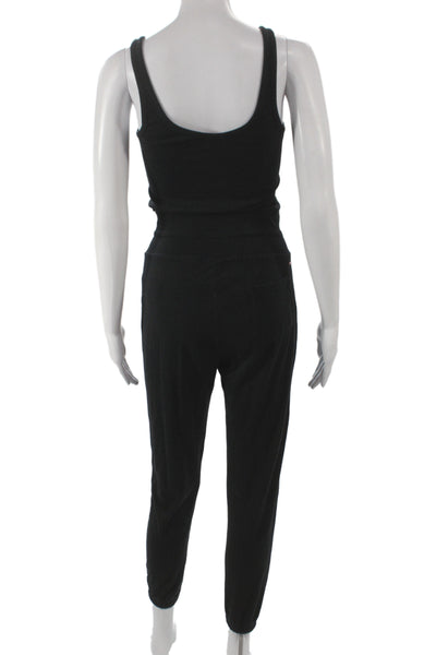 Philanthropy Women Jumpsuit Black Sleeveless Drawstring Cotton Size XS