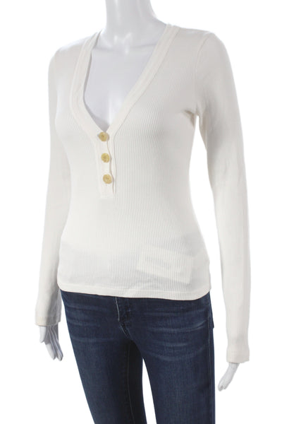 Citizens of Humanity Women White 100% Cotton Henley Long Sleeve T-Shirt Size XS