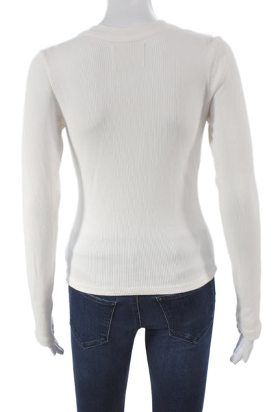 Citizens of Humanity Women White 100% Cotton Henley Long Sleeve T-Shirt Size XS