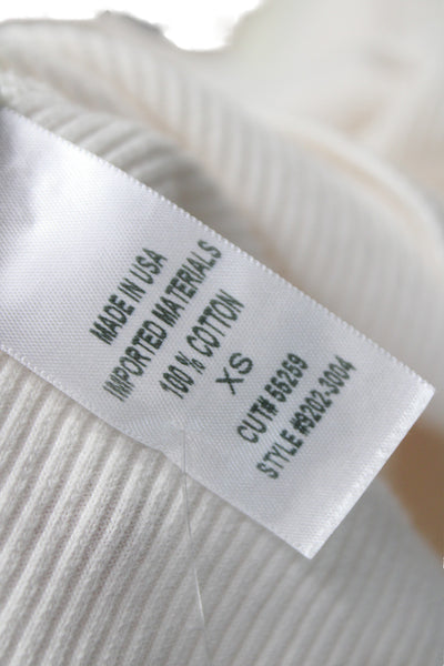 Citizens of Humanity Women White 100% Cotton Henley Long Sleeve T-Shirt Size XS