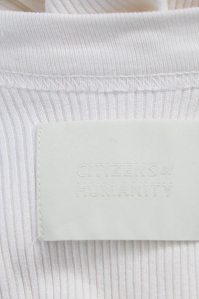 Citizens of Humanity Women White 100% Cotton Henley Long Sleeve T-Shirt Size XS