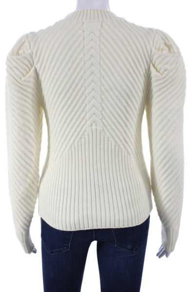 Allison Women Ivory Pullover Sweater Crew Neck Long Sleeve Viscose Blend Size S