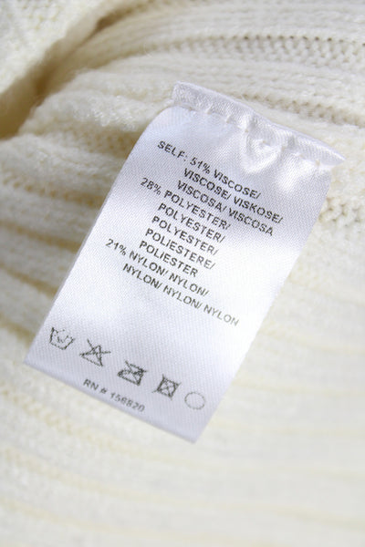 Allison Women Ivory Pullover Sweater Crew Neck Long Sleeve Viscose Blend Size S